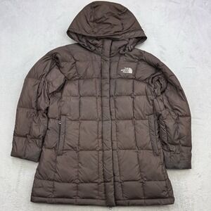 North Face Jacket Womens Medium Brown 600 Fill Hooded Puffer Goose Down Coat